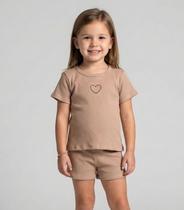 Conjunto Infantil Feminino Blusa e Short Select Marrom