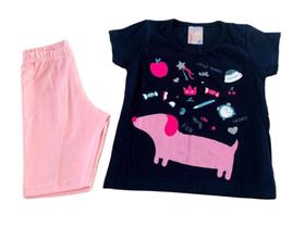 Conjunto Infantil Feminino Blusa Em Glitter Shorts Ciclista Conjunto Infantil Feminino Blusa Em Glitter Shorts Ciclista