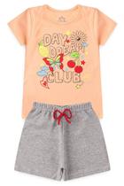 Conjunto Infantil Feminino Blusa Estampa Cereja e Shorts Moletinho GKS
