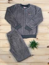 Conjunto Infantil Feminino Blusa Manga Longa e Calça Pêlo Tile e Sul 11948 Cinza Tamanho 10