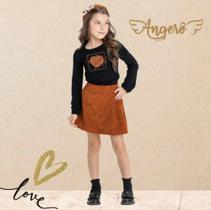 Conjunto Infantil Feminino Blusa Manga Longa Punho Point e Saia-Short em Cotelê Angerô Conjunto Infantil Feminino Blusa Manga Longa Punho Point e Saia-Short em Cotelê Angerô