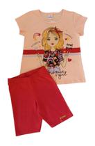 Conjunto Infantil Feminino Blusa MC + Bermuda Ciclista Abrange
