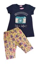 Conjunto Infantil Feminino Blusa MC + Bermuda Ciclista Duduka