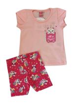 Conjunto Infantil Feminino Blusa MC e Bermuda Ciclista TileeSul