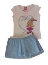 Conjunto Infantil Feminino Blusa MC + Saia/Shorts TileeSul