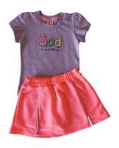 Conjunto Infantil Feminino Blusa MC + Saia Vindi Malhas