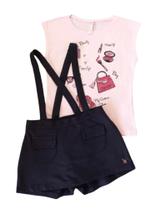 Conjunto Infantil Feminino Blusa MC + Short Saia Cata-Vento Conjunto Infantil Feminino Blusa MC + Short Saia Cata-Vento
