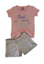 Conjunto Infantil Feminino Blusa MC + Shorts Malha Holográfrica TileeSul Conjunto Infantil Feminino Blusa MC + Shorts Malha Holográfrica TileeSul