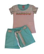 Conjunto Infantil Feminino Blusa MC + Shorts Moletom TileeSul