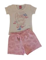 Conjunto Infantil Feminino Blusa MC + Shorts Moletom TileeSul Conjunto Infantil Feminino Blusa MC + Shorts Moletom TileeSul
