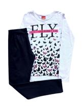 Conjunto Infantil Feminino Blusa ML + Legging Cotton Kyly