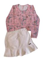 Conjunto Infantil Feminino Blusa ML + Saia Cata-Vento