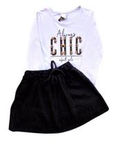 Conjunto Infantil Feminino Blusa ML + Saia Infanti.