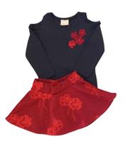 Conjunto Infantil Feminino Blusa ML + Saia Milon