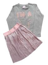 Conjunto Infantil Feminino Blusa ML + Saia Quimby