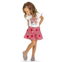 Conjunto Infantil Feminino Blusa SaiaShort Lantejoulas Kyly