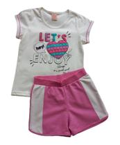 Conjunto Infantil Feminino Blusa + Short Brincar é Arte