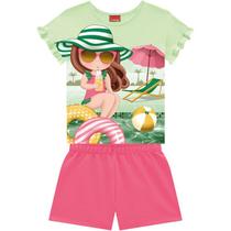 Conjunto Infantil Feminino Blusa + Short Kyly 112583 Conjunto Infantil Feminino Blusa + Short Kyly 112583