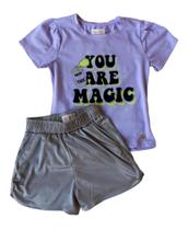 Conjunto Infantil Feminino Blusa + Short Pokótinha