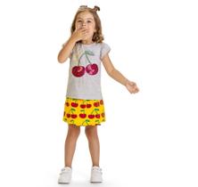 Conjunto Infantil Feminino Blusa + Short Saia Cereja Lantejoula Kyly