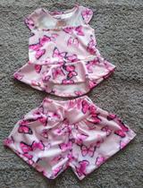 Conjunto Infantil Feminino Blusa + Shorts Borboletas Alekids