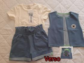 Conjunto Infantil Feminino Blusa, Shorts e Colete Abrange