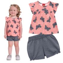 Conjunto Infantil Feminino Blusa + Shorts Kyly