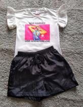 Conjunto Infantil Feminino Blusa + Shorts Love Yourself Alekids