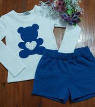 Conjunto infantil feminino blusa térmica e short Kukiê