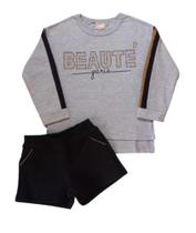 Conjunto Infantil Feminino Blusão ML +Short Jacquard Milon