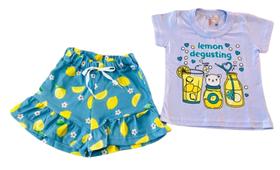Conjunto Infantil Feminino Blusinha E Shorts Com Babados Conjunto Infantil Feminino Blusinha E Shorts Com Babados