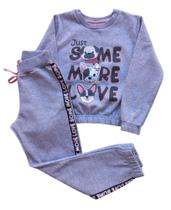 Conjunto Infantil Feminino Casaco Ml + Calça em Moletom Tileesul