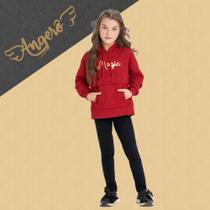 Conjunto Infantil Feminino Casaco Moletom Felpado e Matelassê + Legging em Cotton Angerô