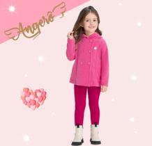 Conjunto Infantil Feminino Casaco Tweed e Legging em Molicotton Angerô