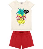 Conjunto Infantil Feminino Coração Rovitex Kids Bege