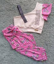 Conjunto Infantil Feminino Cropped + Calça Margaridas Alekis Conjunto Infantil Feminino Cropped + Calça Margaridas Alekis