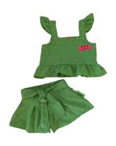 Conjunto Infantil Feminino Cropped e Short Tecido Air Flow Milli&Nina