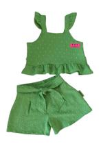 Conjunto Infantil Feminino Cropped e Shorts Tecido Air Flow Milli & Nina Conjunto Infantil Feminino Cropped e Shorts Tecido Air Flow Milli & Nina
