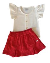 Conjunto Infantil Feminino Cropped + Saia TileeSul