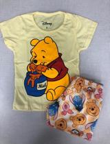 Conjunto Infantil Feminino de Algodão cor Amarelo com Estampa Ursinho Pool Conjunto Infantil Feminino de Algodão cor Amarelo com Estampa Ursinho Pool