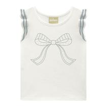 Conjunto Infantil Feminino de Blusa Saia Milon Branco Azul