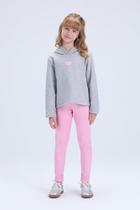 Conjunto Infantil Feminino de Inverno Moletom Cropped Coração e Legging Cirrê