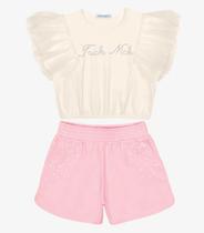 Conjunto Infantil Feminino De Passeio Verão Blusa E Short Trabalhado 1133642