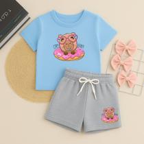 Conjunto Infantil Feminino Estampa Capivara Donuts 631 Roupa de Menina Conforto e Charme Roupinha Fa