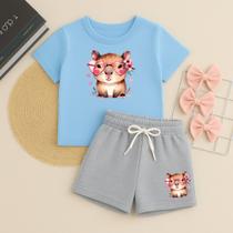 Conjunto Infantil Feminino Estampa Capivara Óculos Coração 632 Tendência Infantil Estilo Delicado Lo