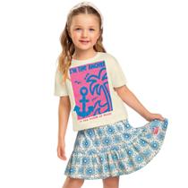 Conjunto Infantil Feminino Fakini Blusa e Saia com shorts.
