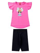 Conjunto Infantil Feminino Fashion Girl - Lual Kids - Groselha/Preto