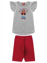 Conjunto Infantil Feminino Fashion Girl - Lual Kids - Mescla/Carmim