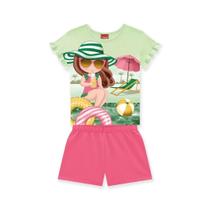 Conjunto infantil feminino férias blusa + shots kyly