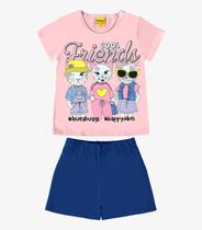 Conjunto Infantil Feminino Friends Rovi Kids Rosa